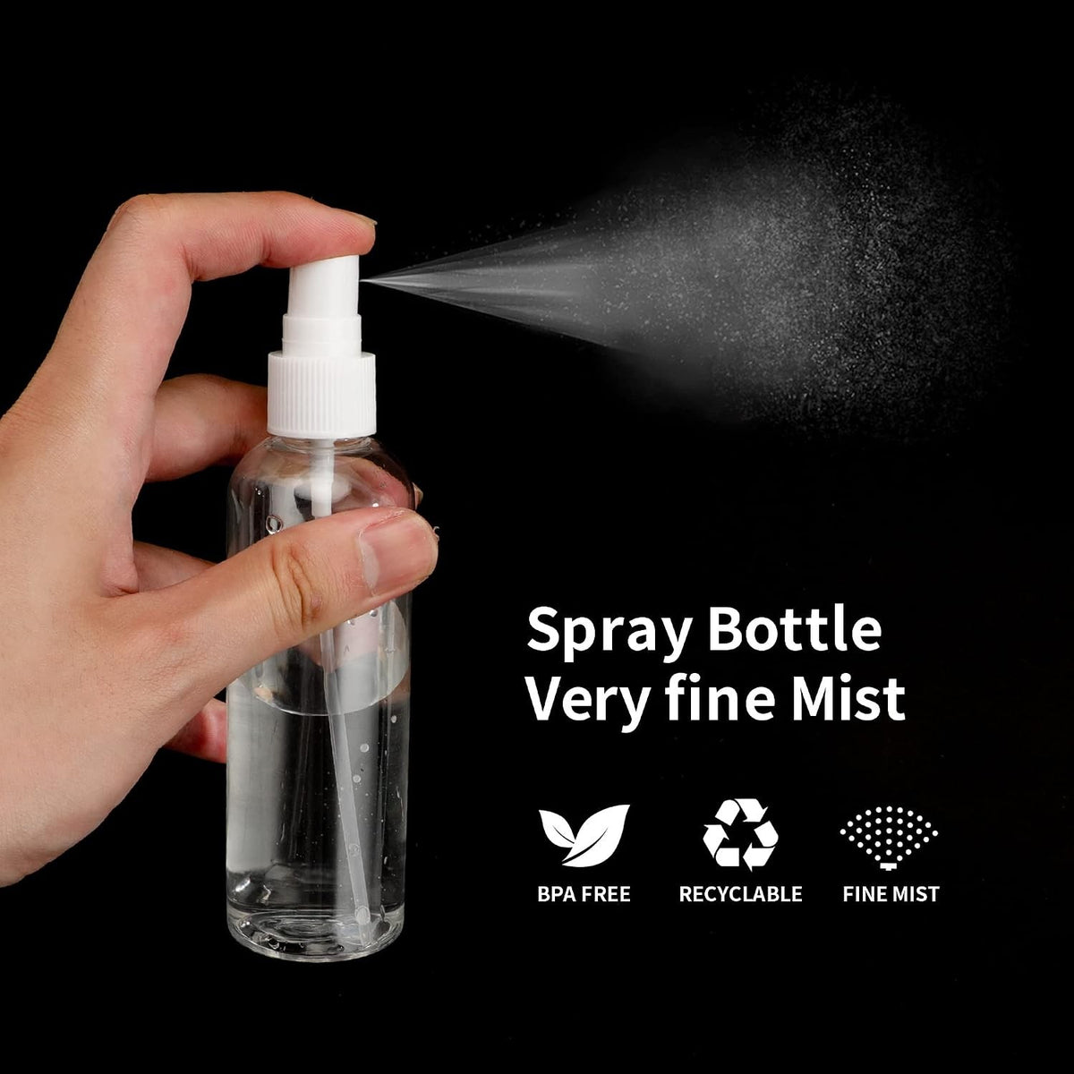 36 Pack 4oz Clear Plastic Spray Bottles with Fine Mist Nozzles, Reusable