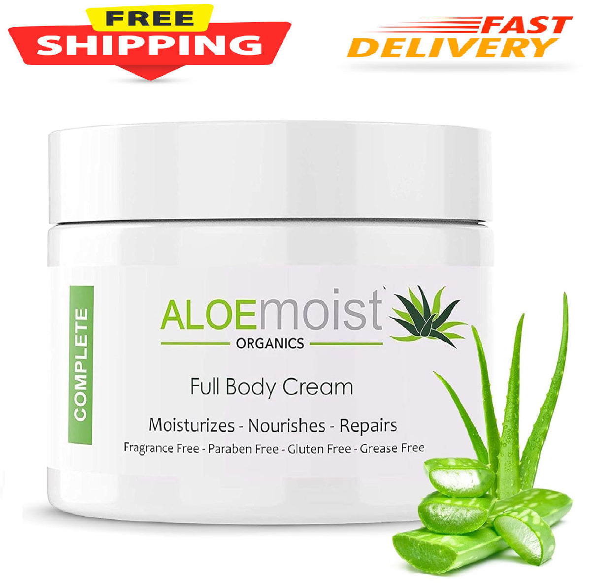 Organic Aloe Vera Face Cream & Body Moisturizing Cream, Lot 2 oz
