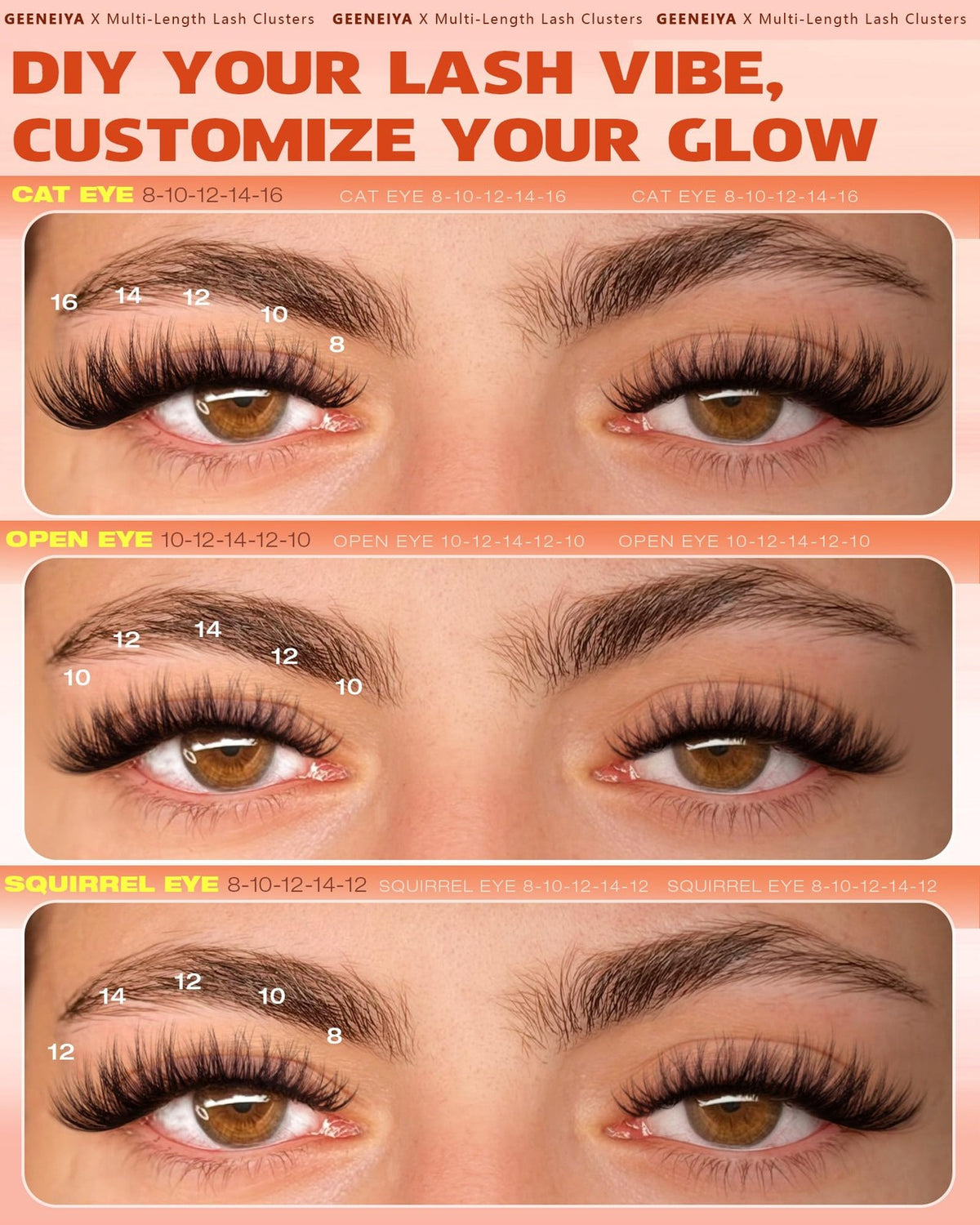 Fluffy Lash Clusters 8-16mm Natural 3D Eyelash Extensions Pack of 120