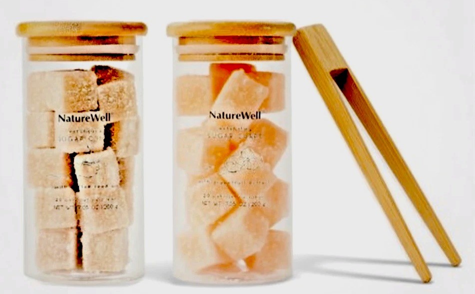 NatureWell Grapefruit & Coffee Oil Sugar Scrub Cubes w/Bamboo Tongs,