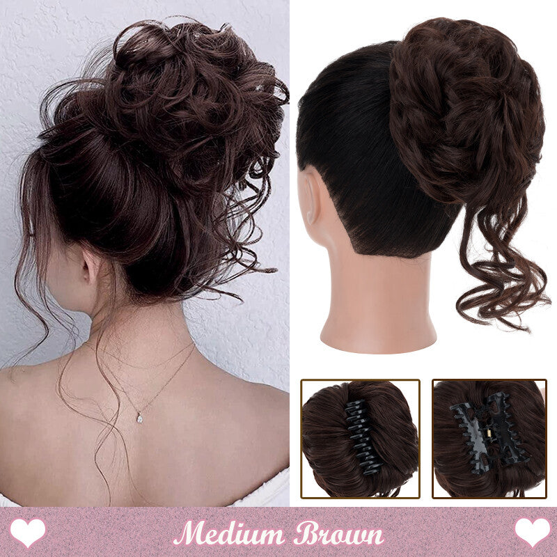 Messy Bun Claw Hair Clip Extensions - Curly Thick Updo Accessory