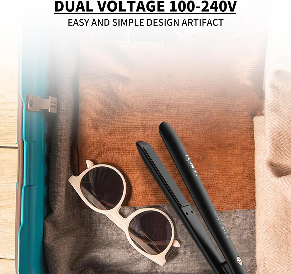 Ceramic Flat Iron for Hair 1 Inch Floating Plates LCD Display 450°F