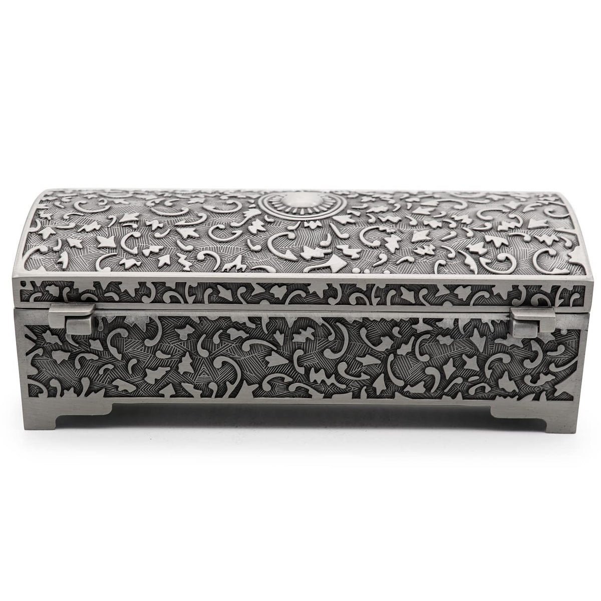 Vintage Metal Jewelry Box with Sun Design - Small Trinket Storage Organizer