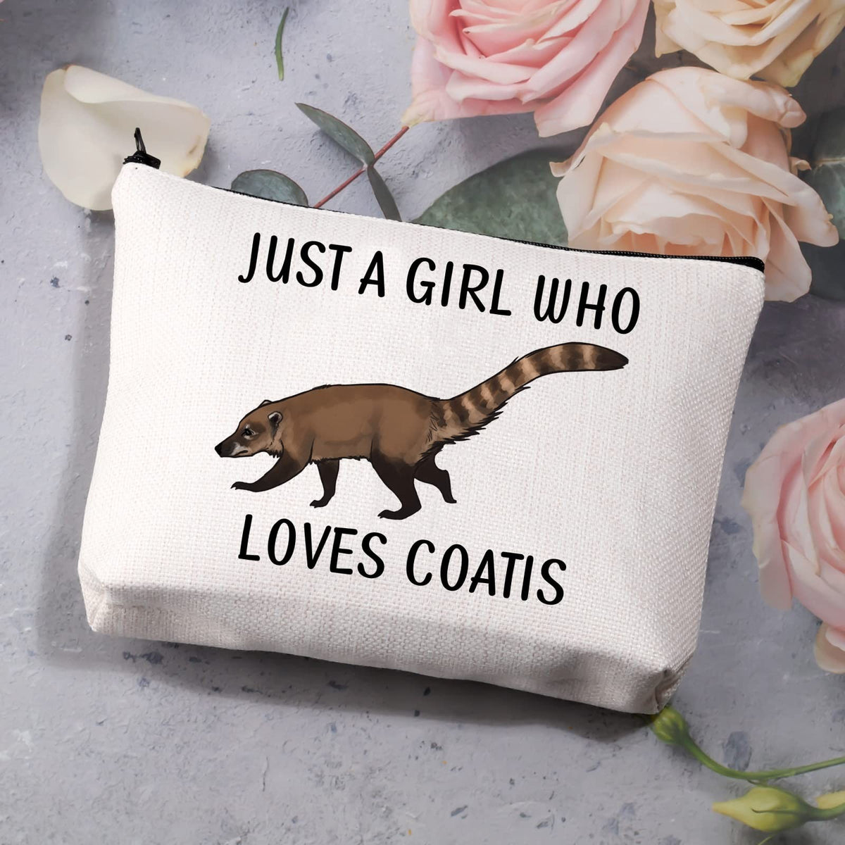 Coati Lover Makeup Bag - Waterproof Zipper Pouch for Animal Enthusiasts