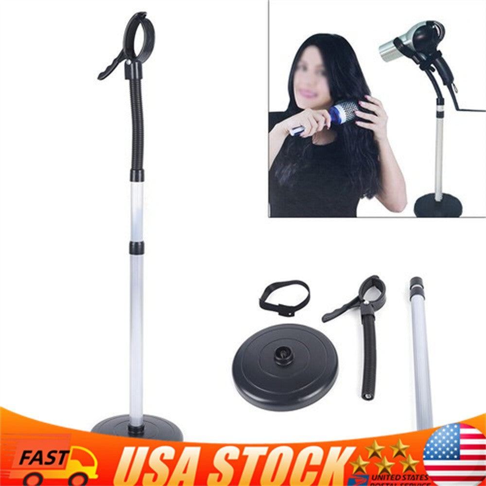 Adjustable Hair Dryer Stand Holder with 360° Rotating Mount – Hands-Free Support