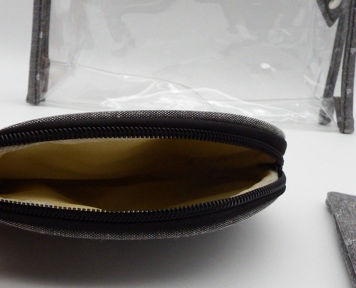 3 Piece Cosmetic Bag Travel Set with Zippered Pouches - Natural Style