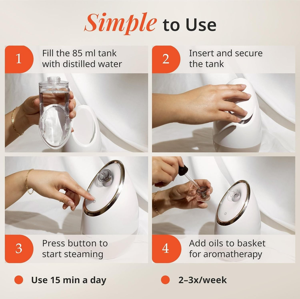 Facial Steamer for Face with Pore Cleansing & Aromatherapy - Rose Gold