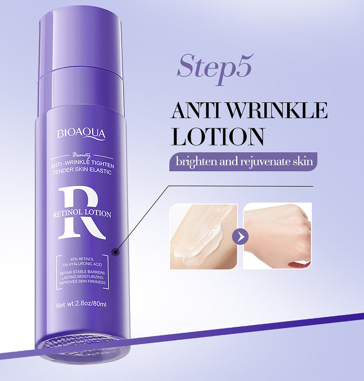 Retinol Skincare Set 6 Pieces - Face Cleanser, Toner, Serum, Eye & Moisturizer