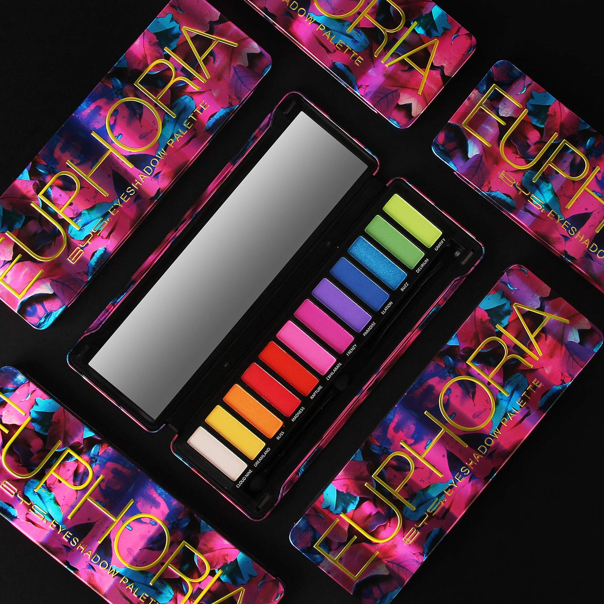 Eyeshadow Palette with Mirror and Applicator - 12 Shades, Euphoria