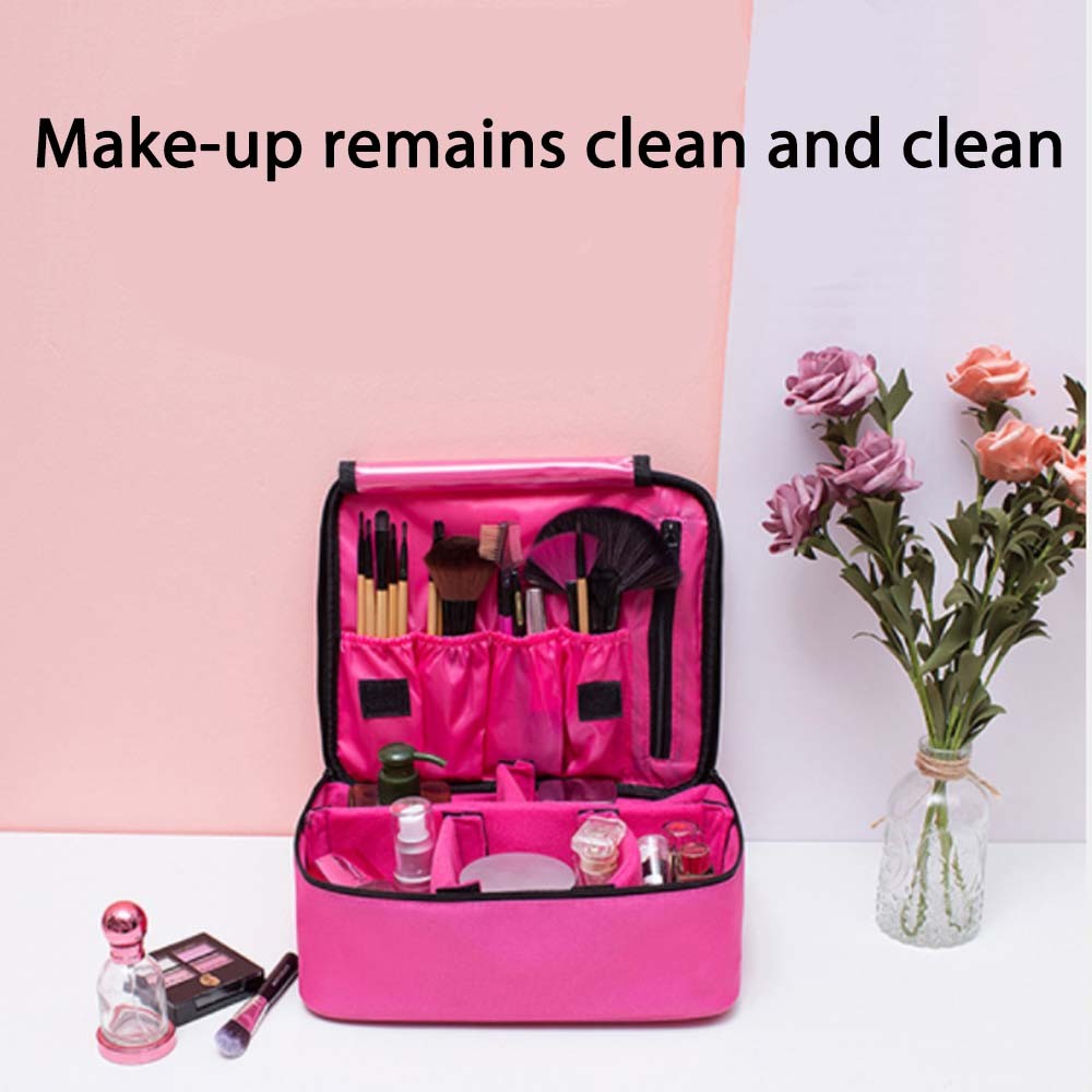 Large Waterproof Makeup Bag with Handle, Travel Cosmetics Organizer, Toiletries Kit