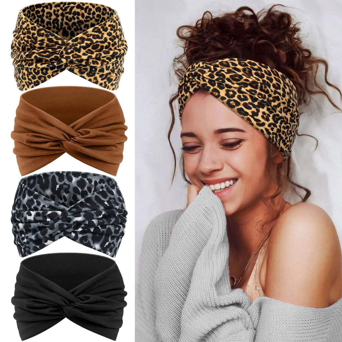 Tumurup Headbands for Women's Hair, Wide Hair 1 Count (Pack of 4),