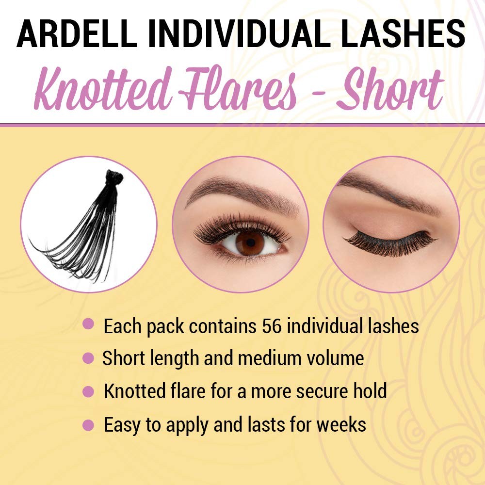 Short Knotted Flares False Eyelashes - Black, Pack of 4, Natural Look