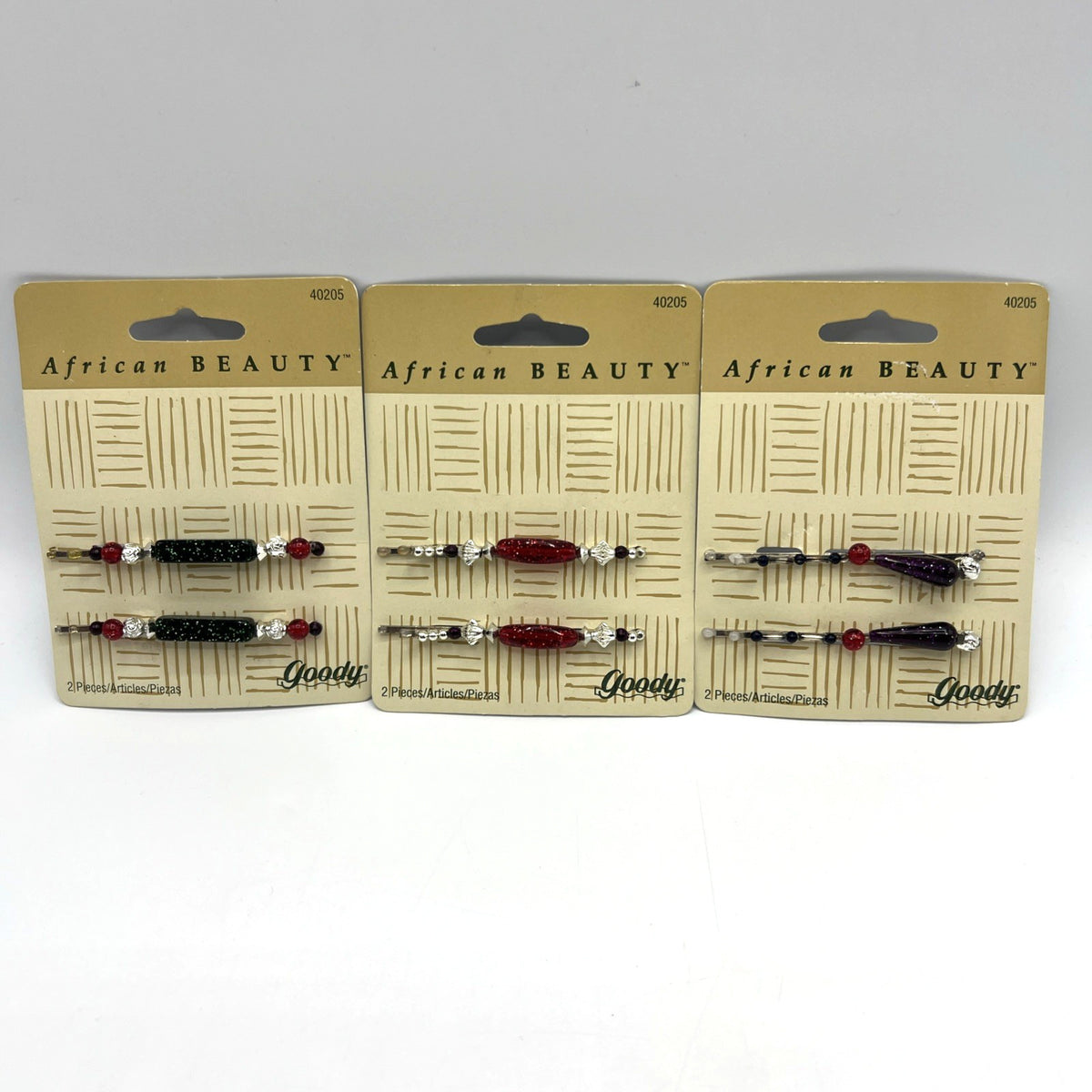 Vintage 1990s Goody African Beauty Bobby Pins Jeweled Hair Clips Lot