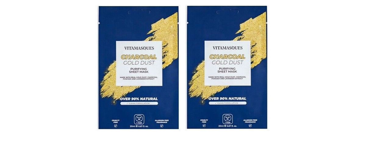 Charcoal Gold Dust Sheet Mask, 2 Count