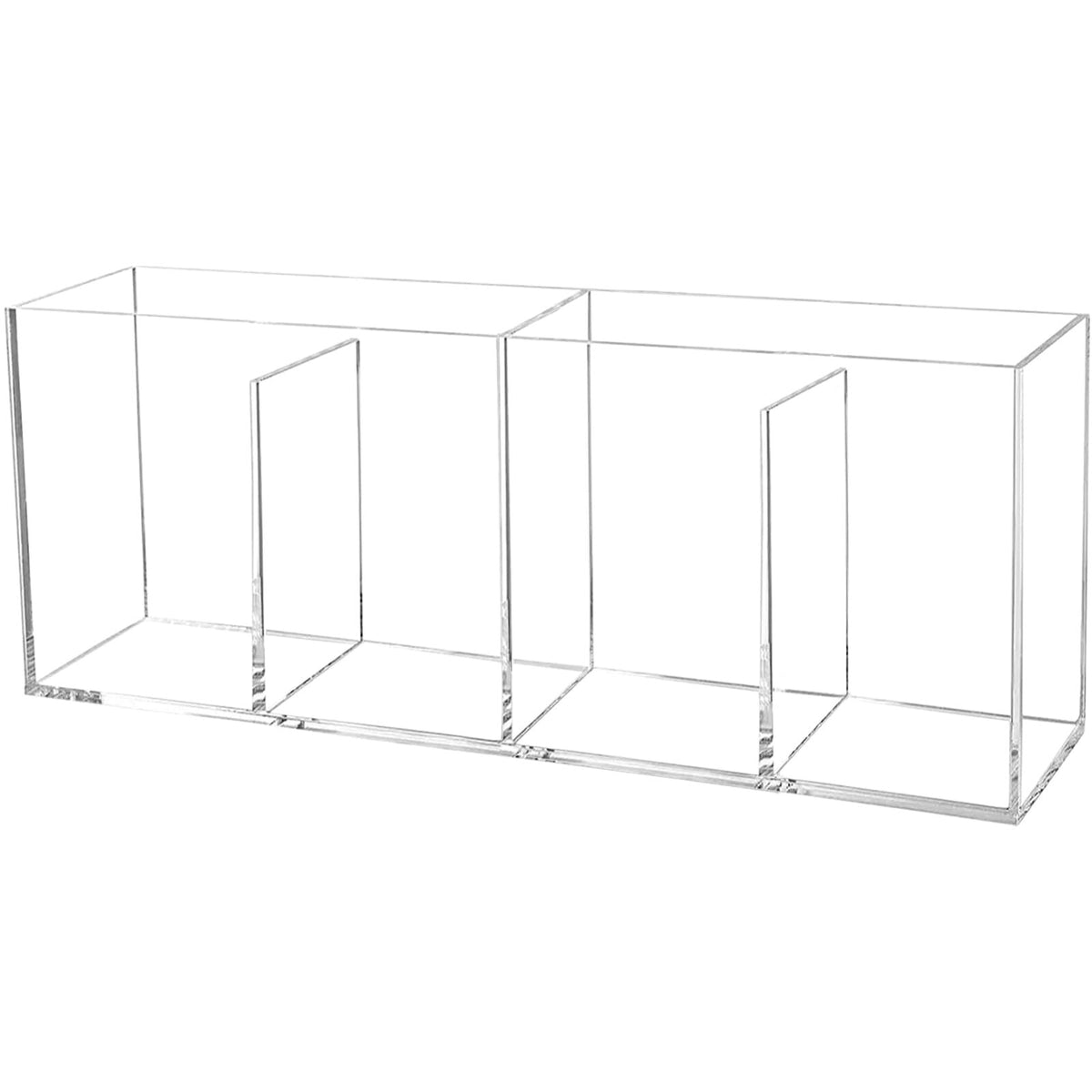 4-Compartment Acrylic Desk Organizer for Pens, Makeup Brushes & Stationery