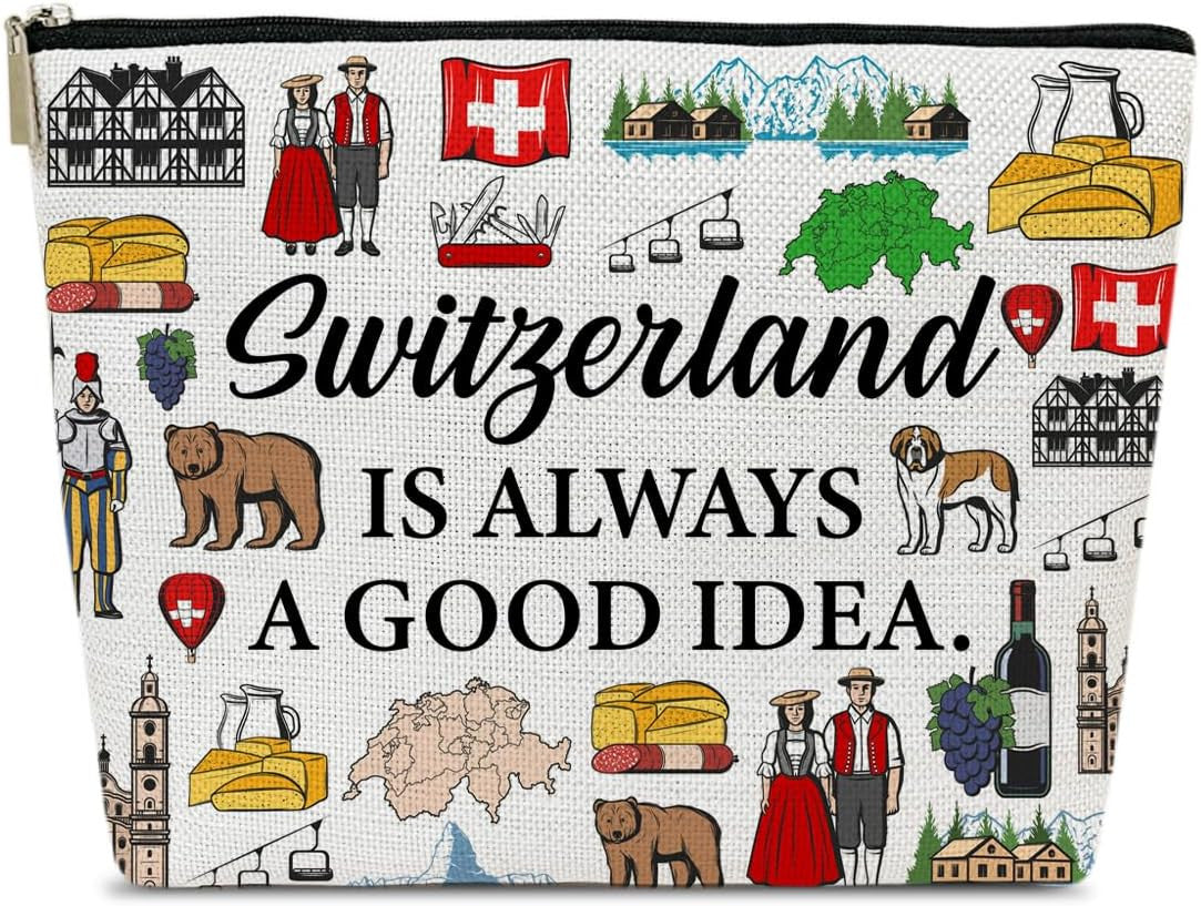 Switzerland Travel Makeup Bag - Large Capacity Cosmetic Organizer, Gift Idea