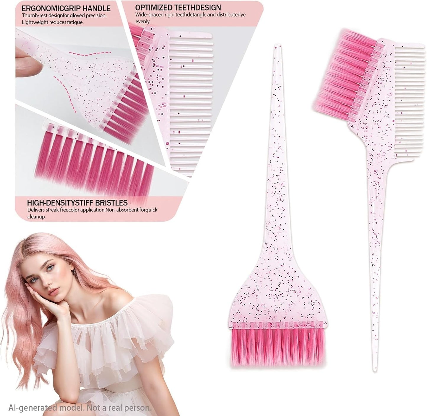 Hair Dye Kit with Brush Bowl Clips for Home Salon Use - 12 Pieces