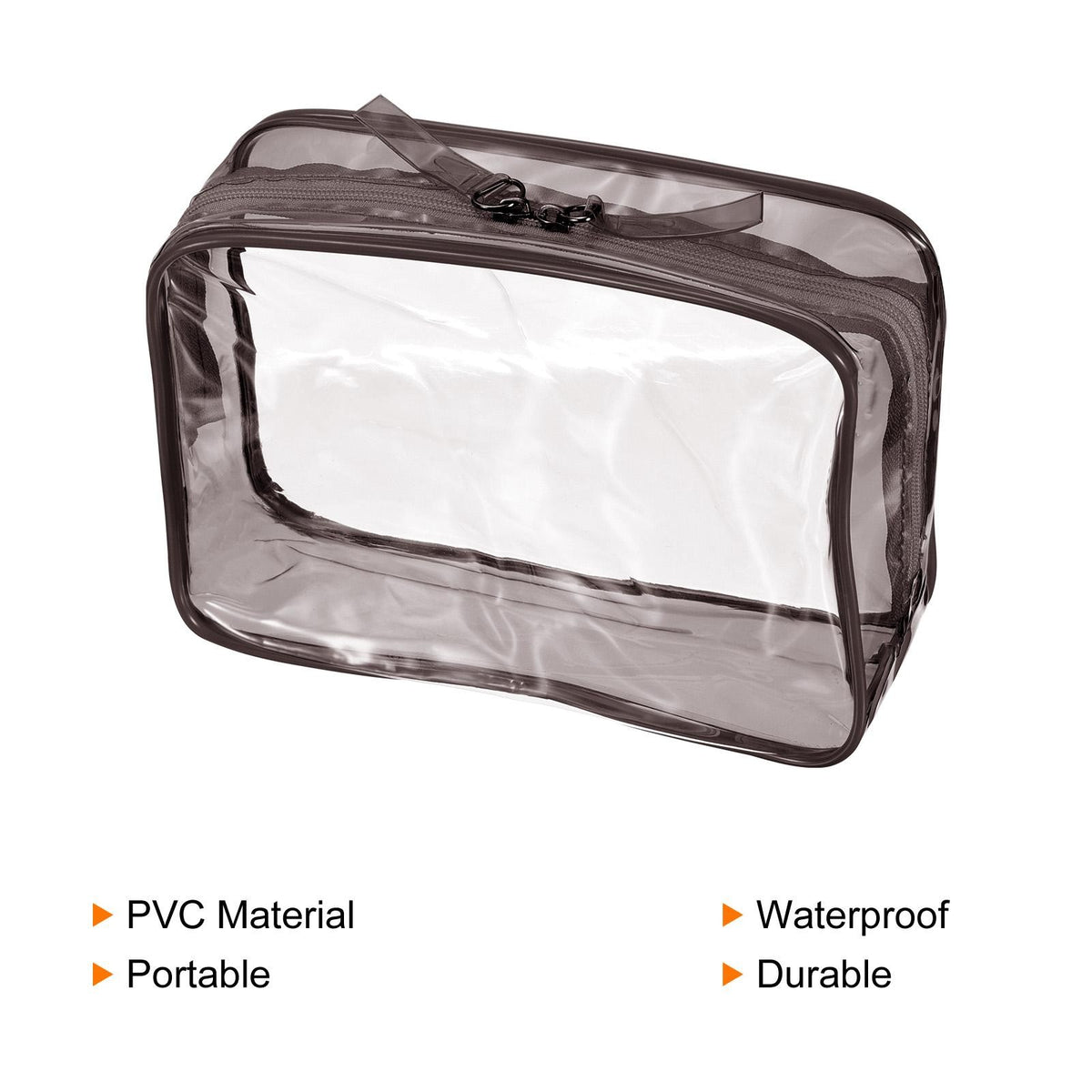 Clear Travel Toiletry Bag Waterproof Cosmetic Organizer Grey 6.7x2.4x4.7 Inches