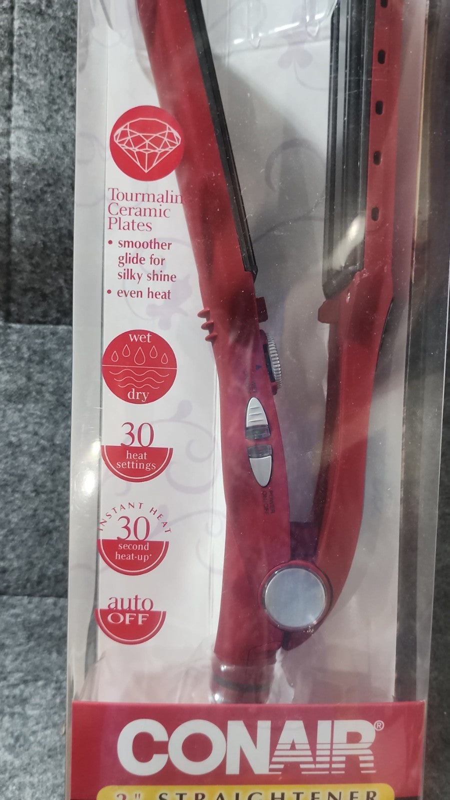 Wet Dry Flat Iron with Tourmaline Ceramic Plates - Conair 2'' CS36F-2PK