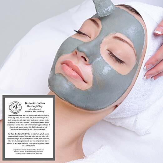 Natural Clay Mask Set with Bentonite, Rhassoul & Green Clay - 4oz & 8oz Options