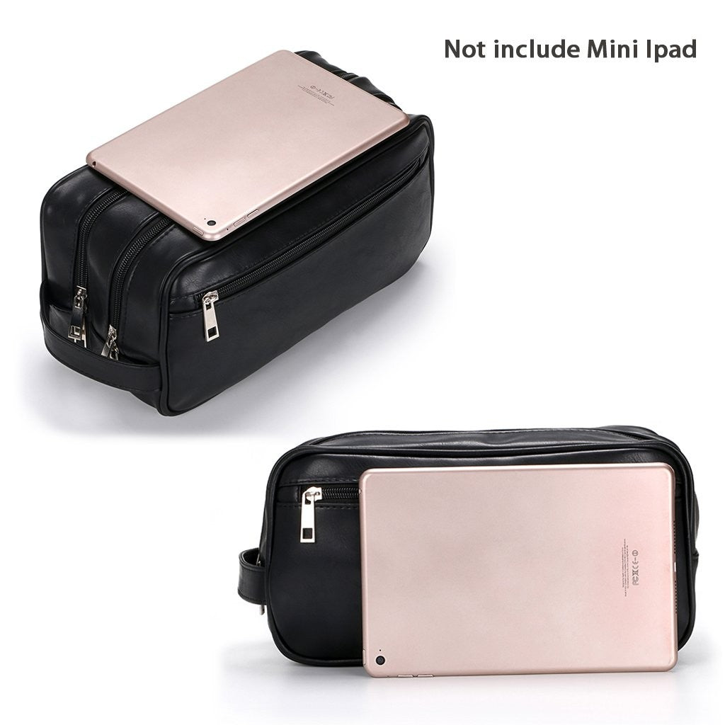 Unisex Waterproof PU Leather Travel Toiletry Bag Organizer with Handle