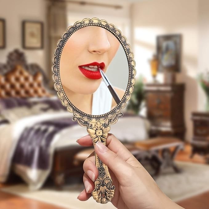 Vintage Handheld Makeup Mirror Set - 12 Brass Gold & Bronze Small Mirrors