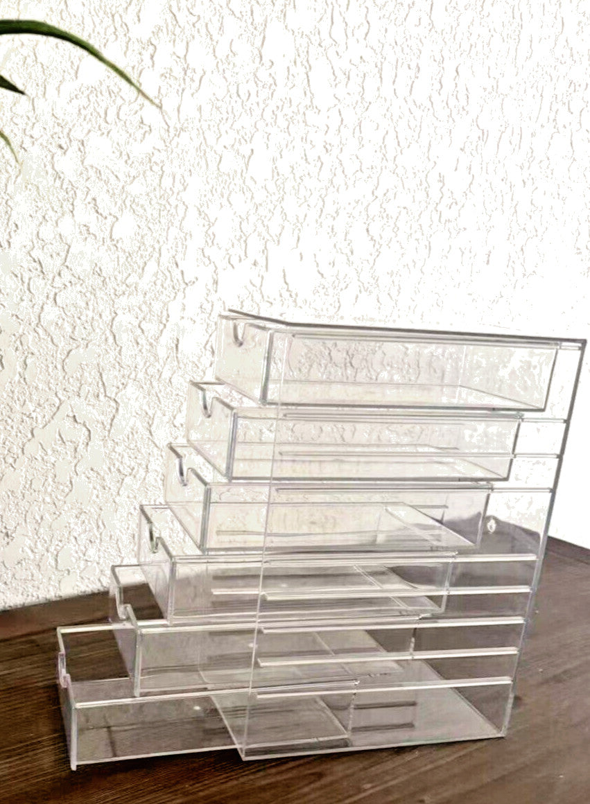 Acrylic Makeup & Jewelry Organizer with 6 Drawers - Clear Storage Box