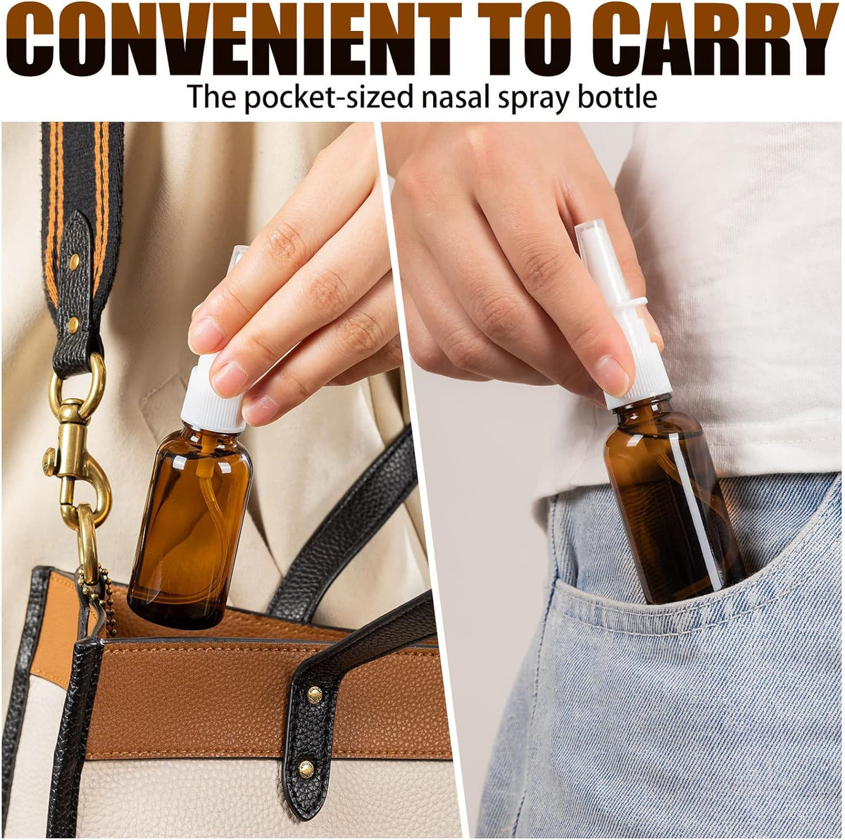 Reusable Glass Nasal Spray Bottles Set - 30ml Fine Mist Spray, Travel Size