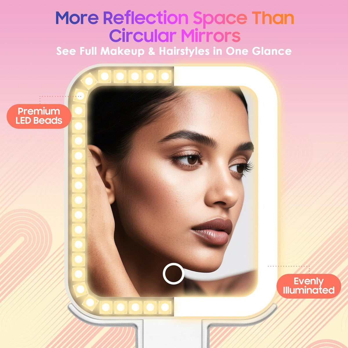 Lighted Travel Mirror with Magnification 30X/1X, Portable Makeup Mirror with LED Lights