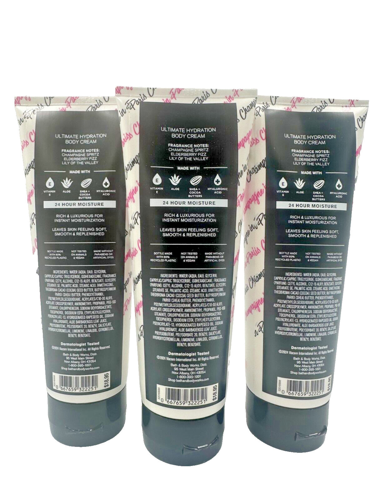 Bath & Body Works Champagne In Paris Body Cream Lotion - 3 Pack