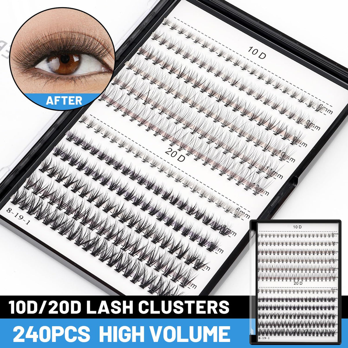 False Eyelashes Mixed 10D 20D C Curl Lightweight Soft Natural Lashes 8-20mm