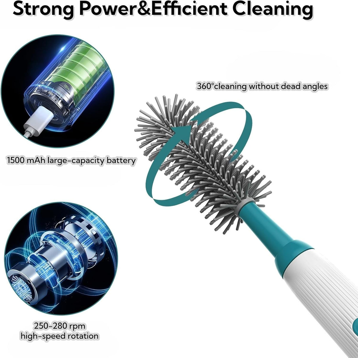 Electric Baby Bottle Brush Set - 6-in-1 Waterproof Cleaning Kit with Silicone Brushes
