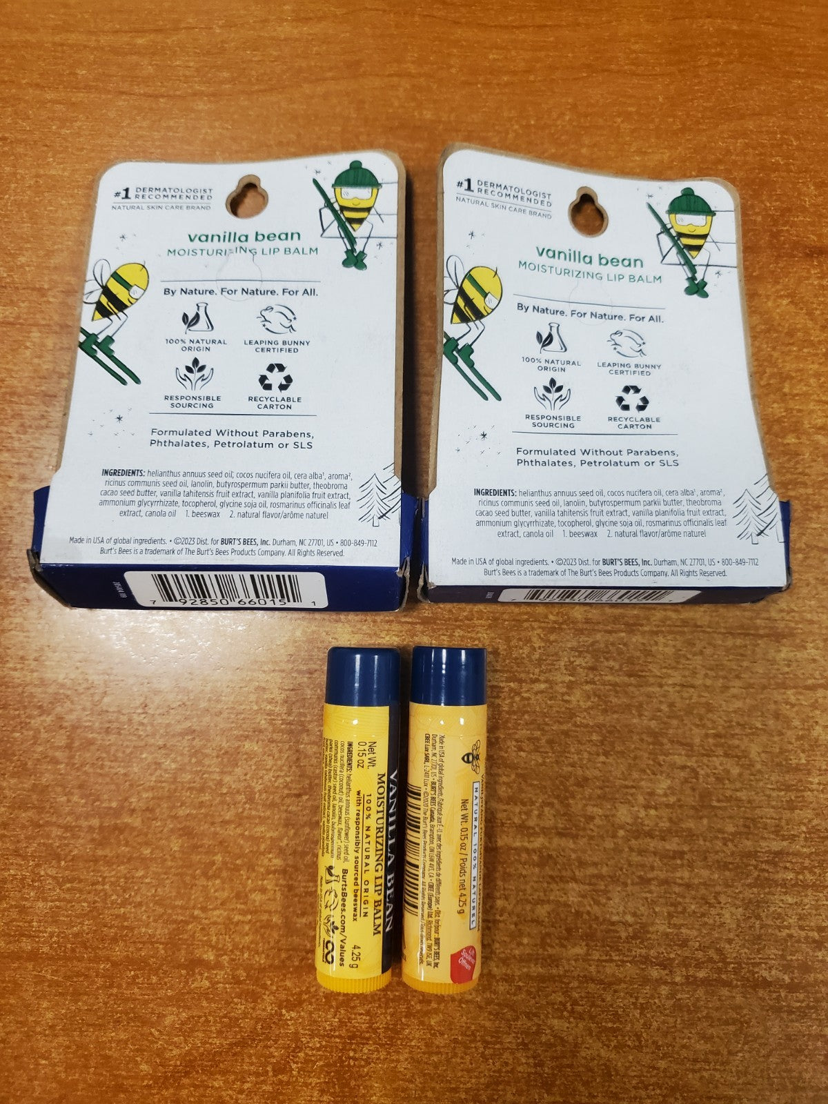 Moisturizing Lip Balm Pack - Vanilla Bean, 4 Tubes, Nourishing & Natural