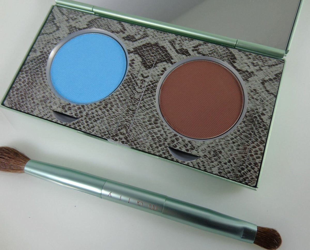Matte Eyeshadow Duo Earth Brown & Sky Blue with Brush - 5 Sets