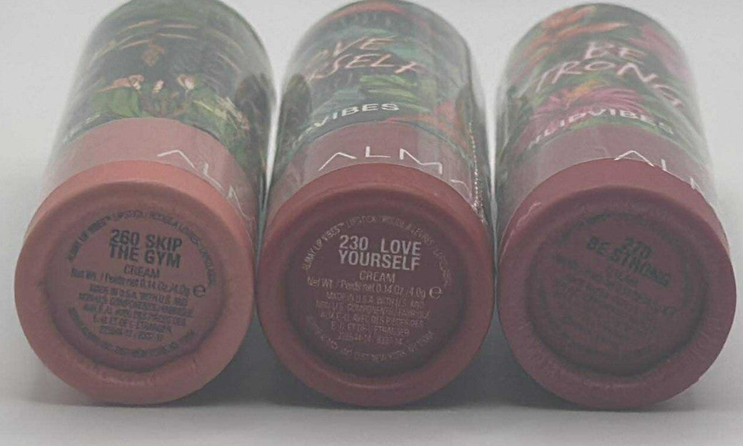 Almay Lip Vibes Cream Lipstick Set - 3 Colors, Sealed, 0.14 OZ Each