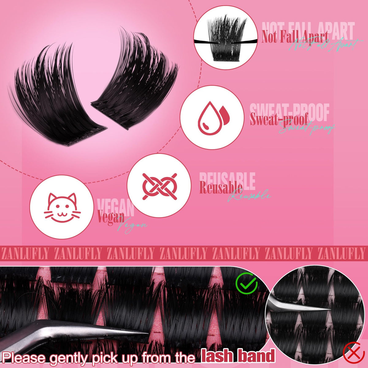 Volume Spiky Eyelash Clusters 120 Pcs Thick Black Faux-Mink False Lashes