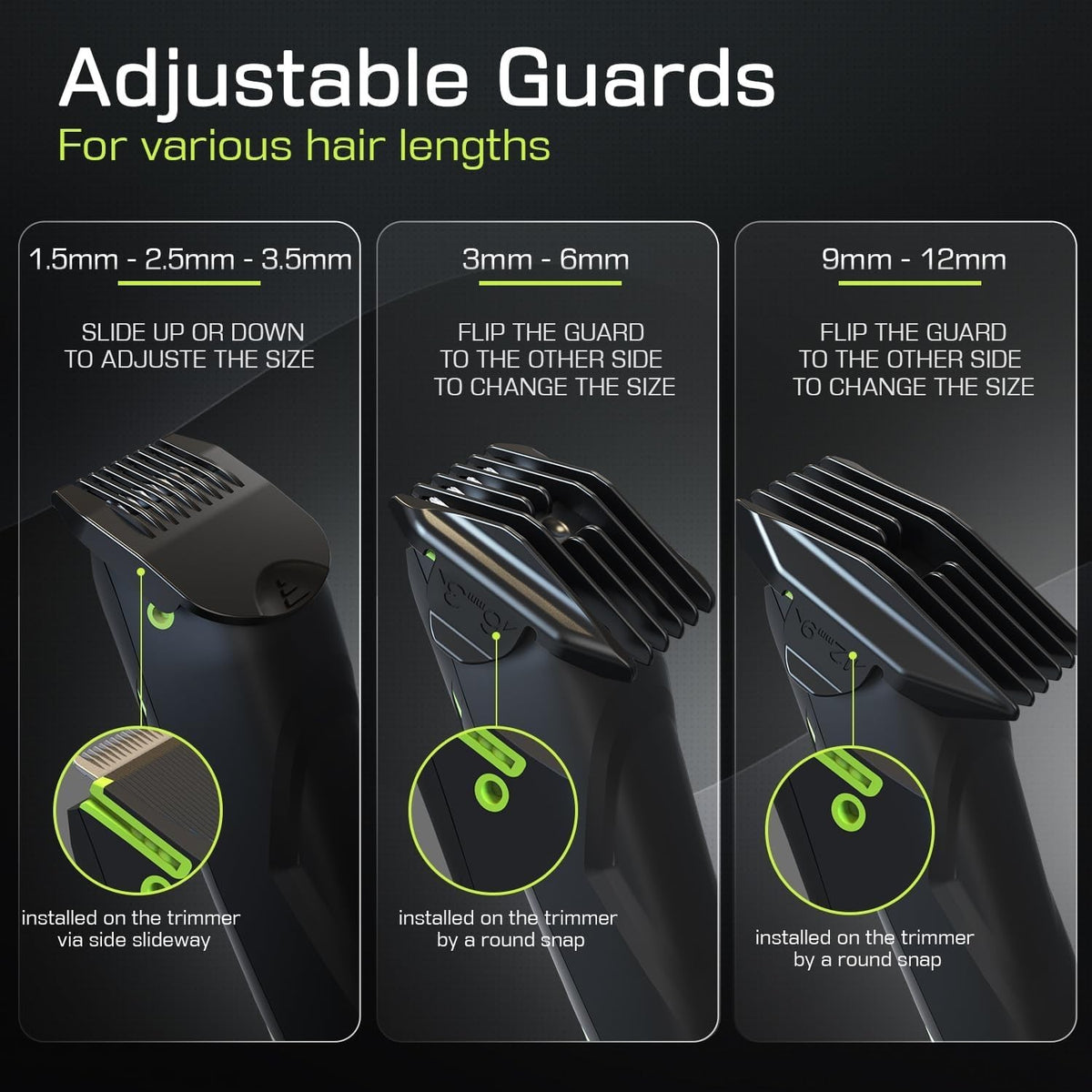 Cordless Body Hair Trimmer for Men Waterproof Grooming Device Green