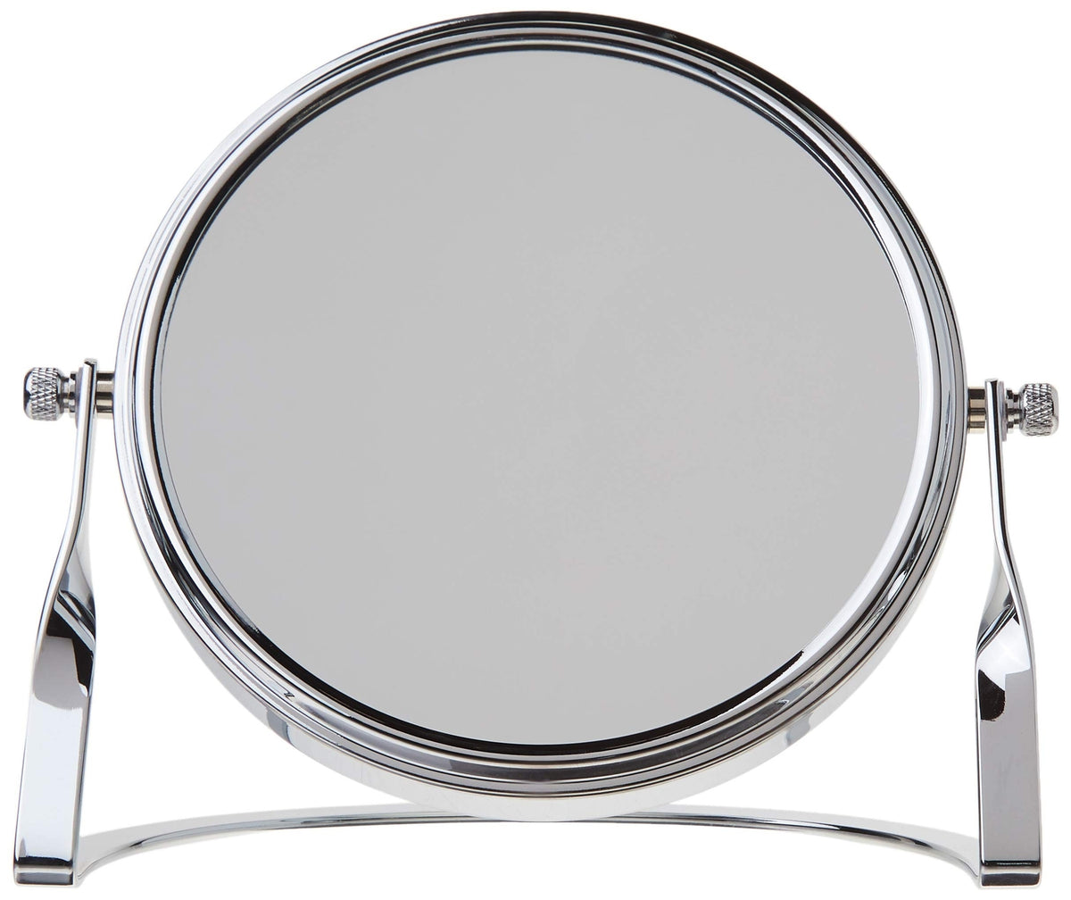 Magnification Makeup Mirror with Chrome Finish - Double-Sided 5x & 1x