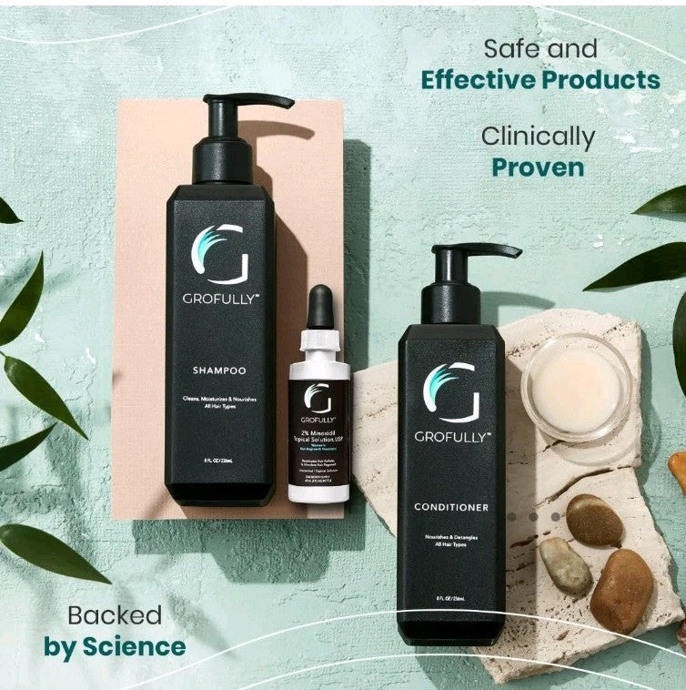 Women's Hair Regrowth Kit - Gold, 3 Step System Shampoo, Conditioner