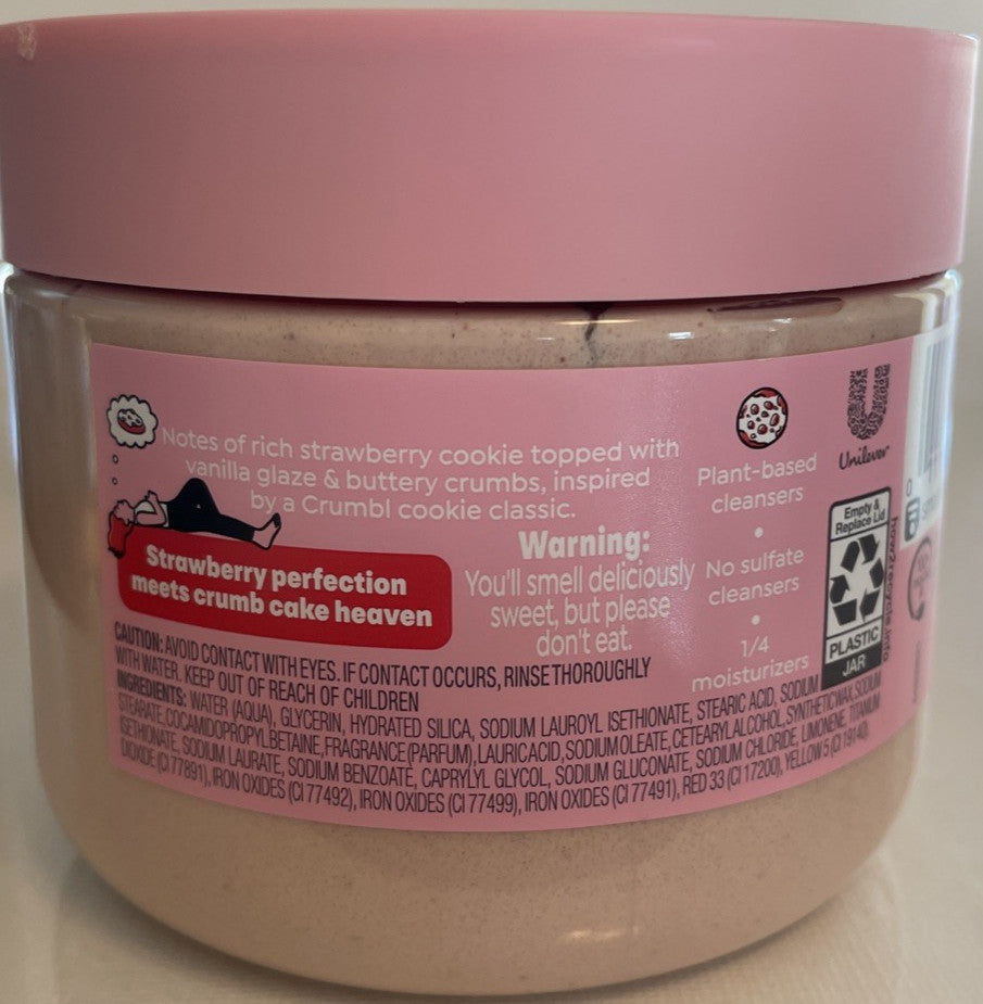 Lot of 2 Dove X Crumbl Strawberry Crumb Cake Body Scrub 15 oz.