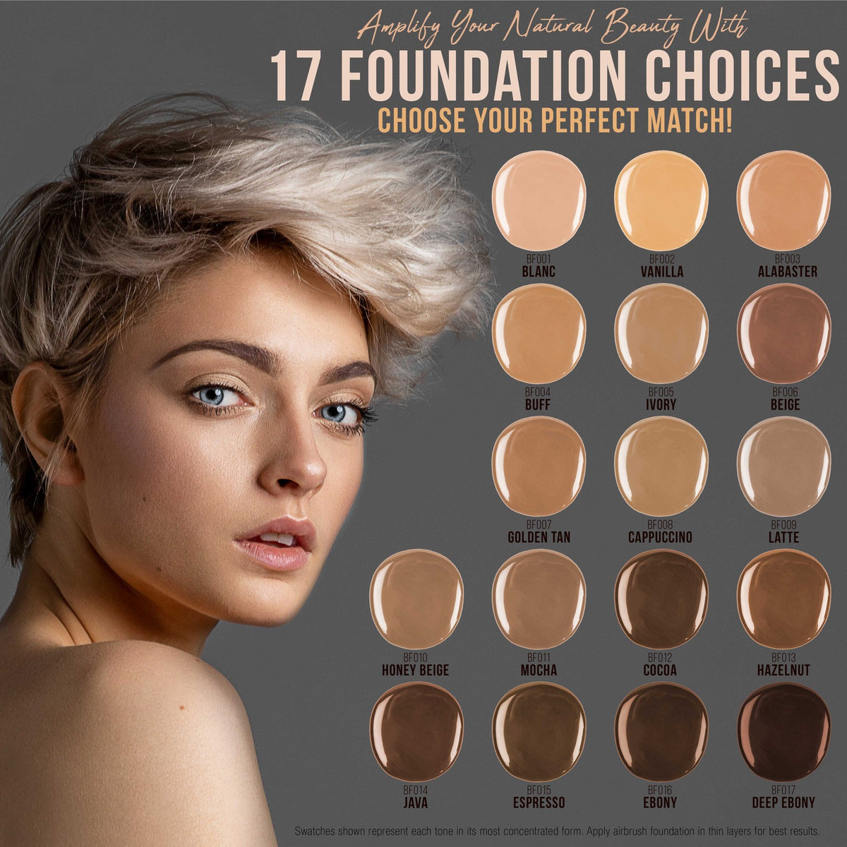 Pro Airbrush Foundation Vanilla Shade - Flawless Face Makeup, Long-Lasting, Hypoallergenic