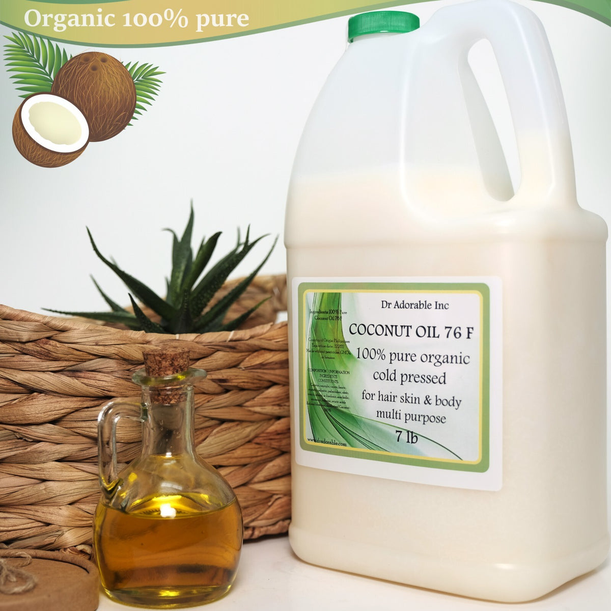 Pure Coconut Oil – 100% Organic Cold-Pressed