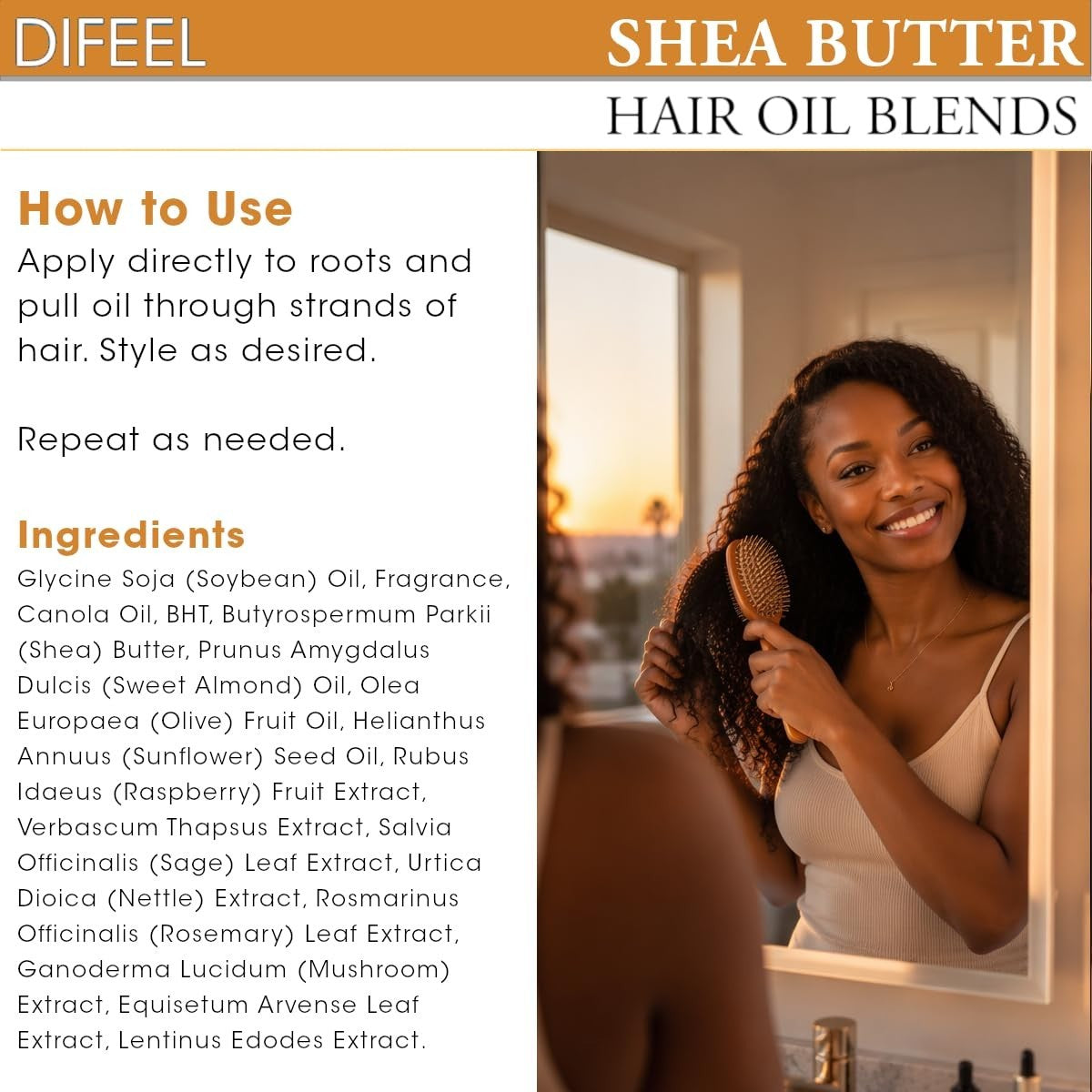 Travel-Sized Shea Butter Hair Oil Blend for Damaged, Dry, Frizzy Hair