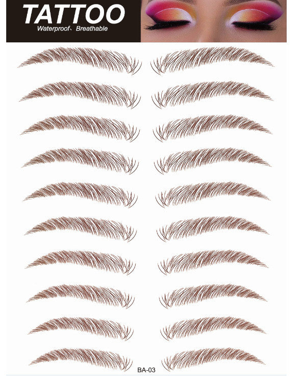 Waterproof Hair-Like Eyebrow Tattoo Stickers - Natural Microblading Effect, Reusable, 4D Texture
