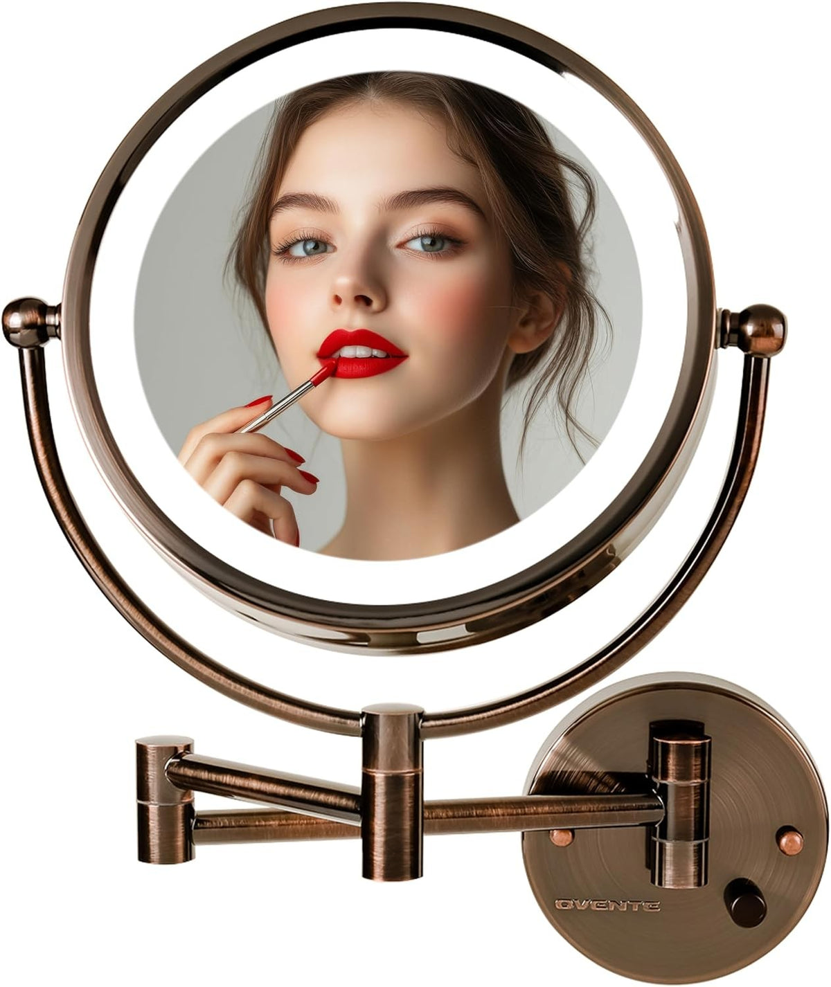 Wall Mounted Lighted Makeup Vanity Mirror 9-inch Double Sided 1X/7X Magnification