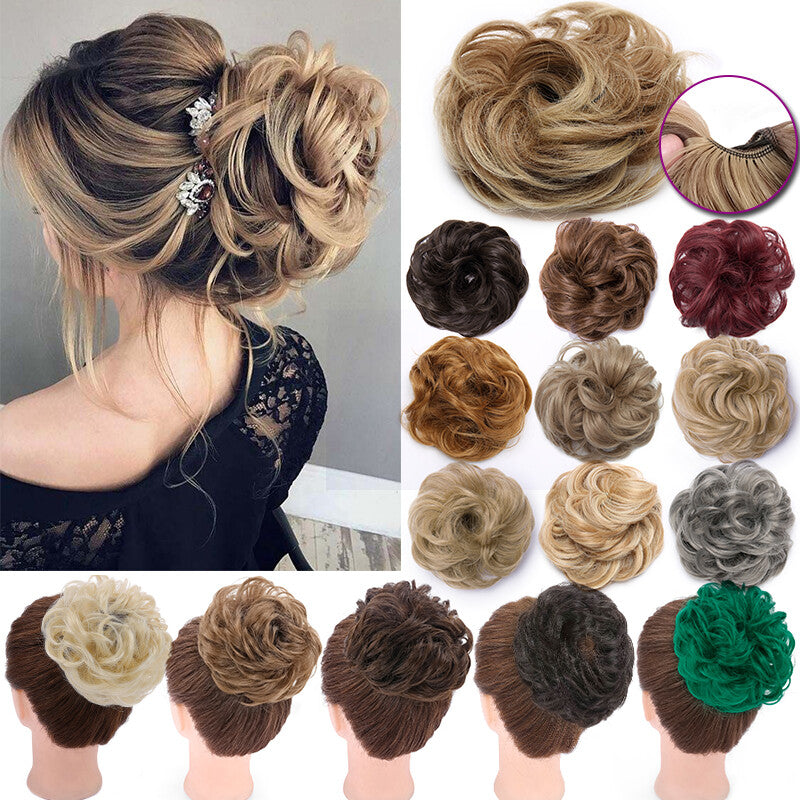Large Curly Messy Bun Hair Piece Scrunchie for Thick Hair Updo Extensions