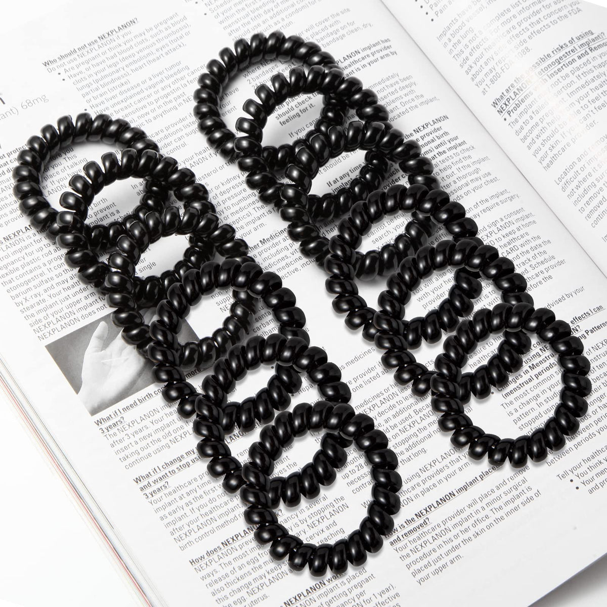 Emrlyr Large Black Spiral Coil Phone Cord Hair 1 Count (Pack of 12),