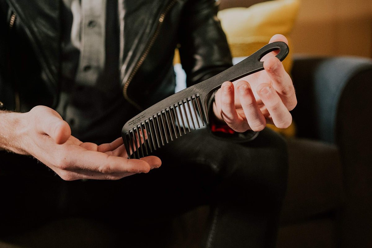 Carbon Fiber Detangling Comb 8.5 Inch for Thick Curly Hair & Beards - Made in USA