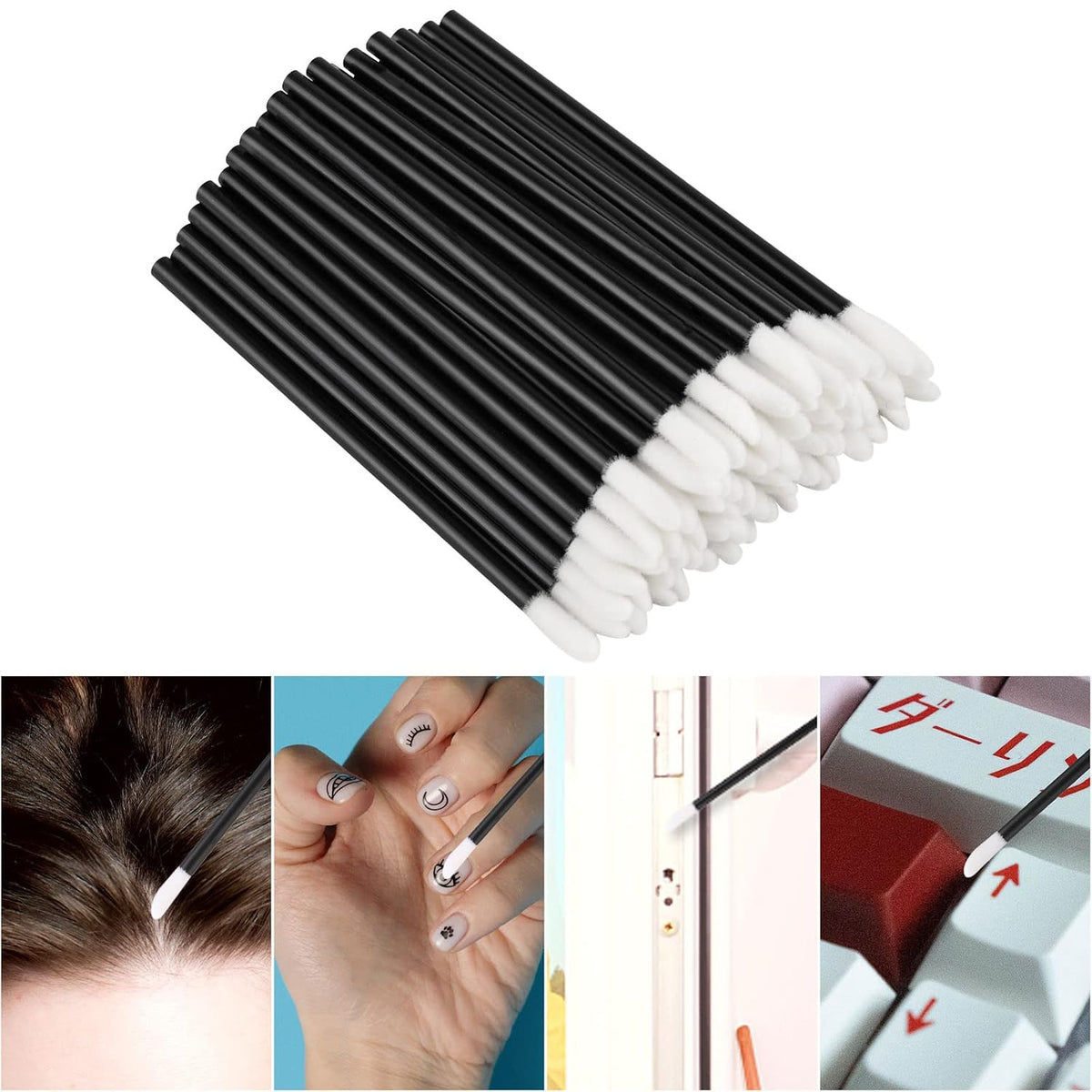 Disposable Lip Brush Set - 300 Makeup Applicator Wands for Lipstick & Gloss