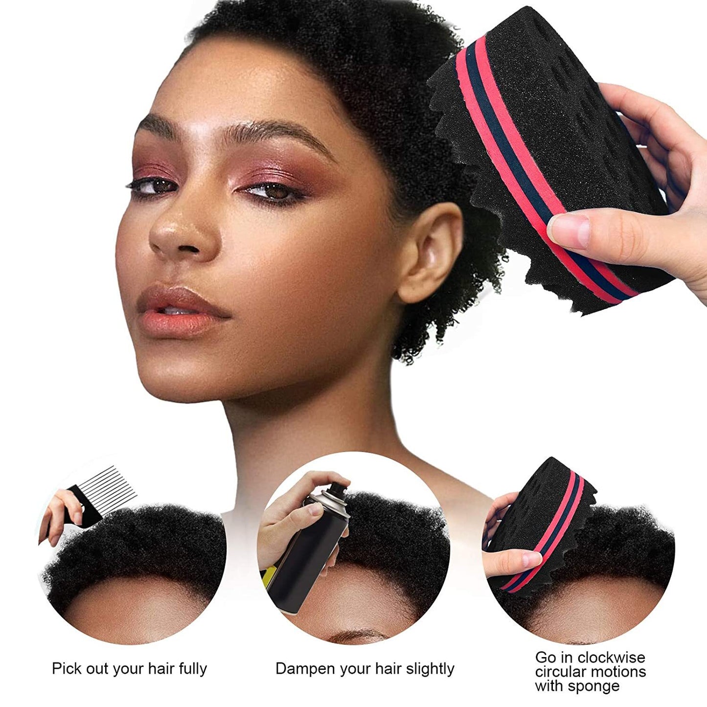 Hair Twist Curl Sponge Set for Dreadlocks & Afro Styling - Reusable 2-Pack